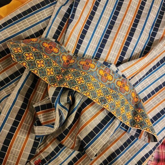 Robert Graham Striped Button Up Dress Shirt Multi Mens Size 3XL Blue Flip Cuff - Picture 11 of 12